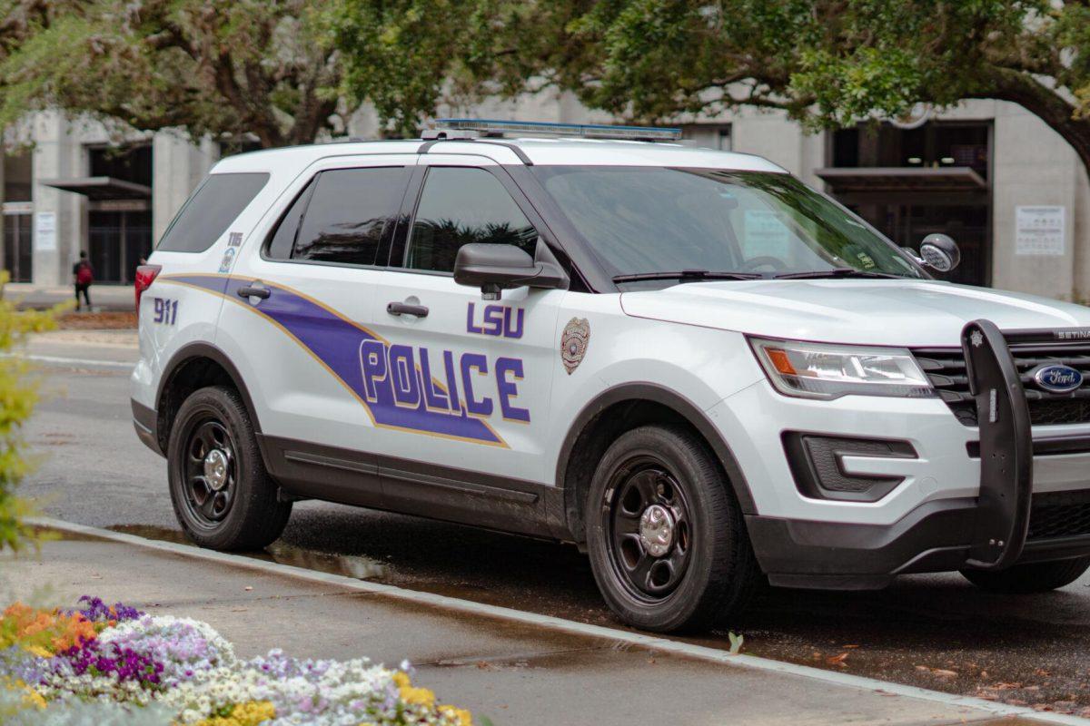 An LSUPD car sits parked on Tuesday, April 5, 2022, outside of the LSUPD building near Tiger Stadium on South Stadium Drive in Baton Rouge, La.