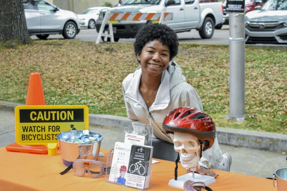 A Safety Place representative poses for a picture Monday, April 11, 2022, on Tower Drive in Baton Rouge, Louisiana.