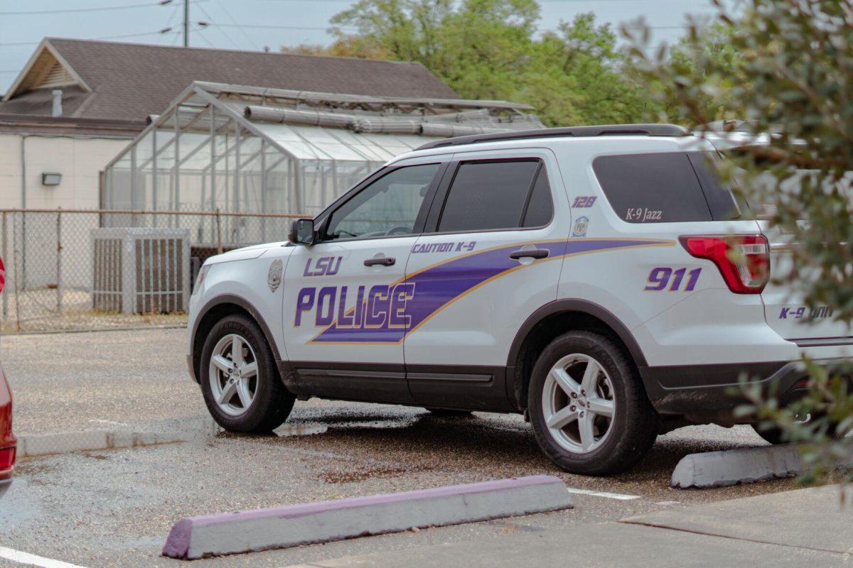 An LSUPD car sits parked on Tuesday, April 5, 2022, outside of the LSUPD building near Tiger Stadium on South Stadium Drive in Baton Rouge, La.