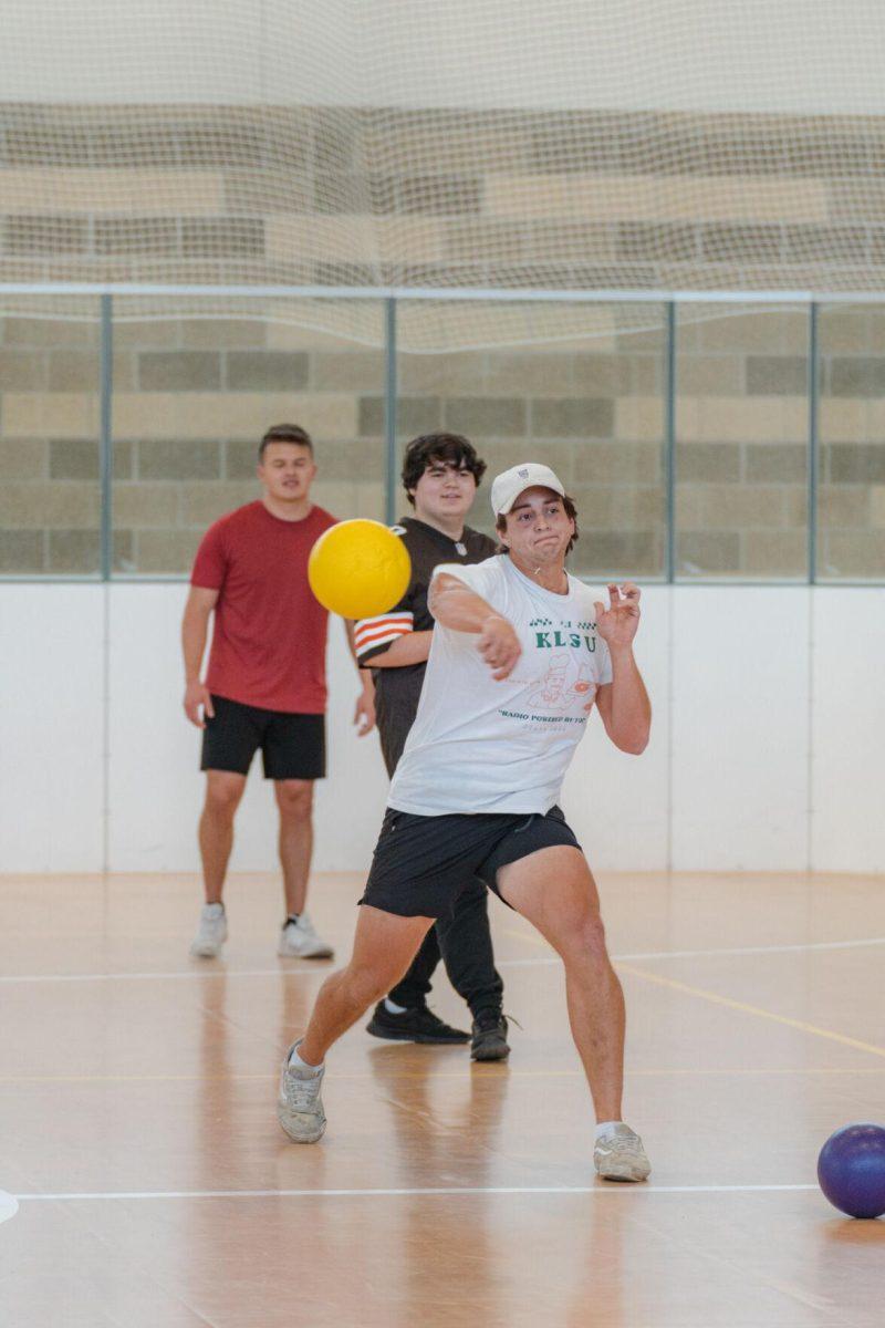 Joe makes use of his muscular system, along with all other bodily systems, during a dodgeball match.