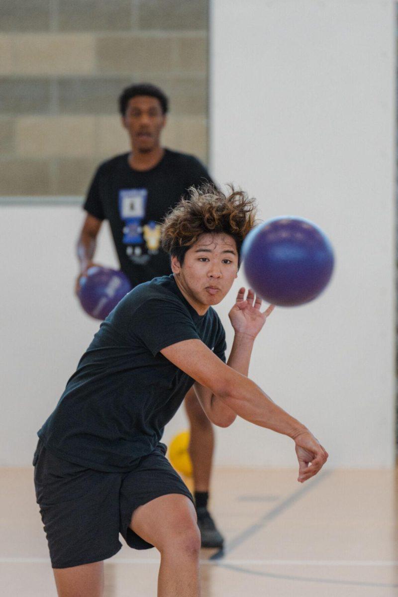 Peter makes the classic dodgeball face.