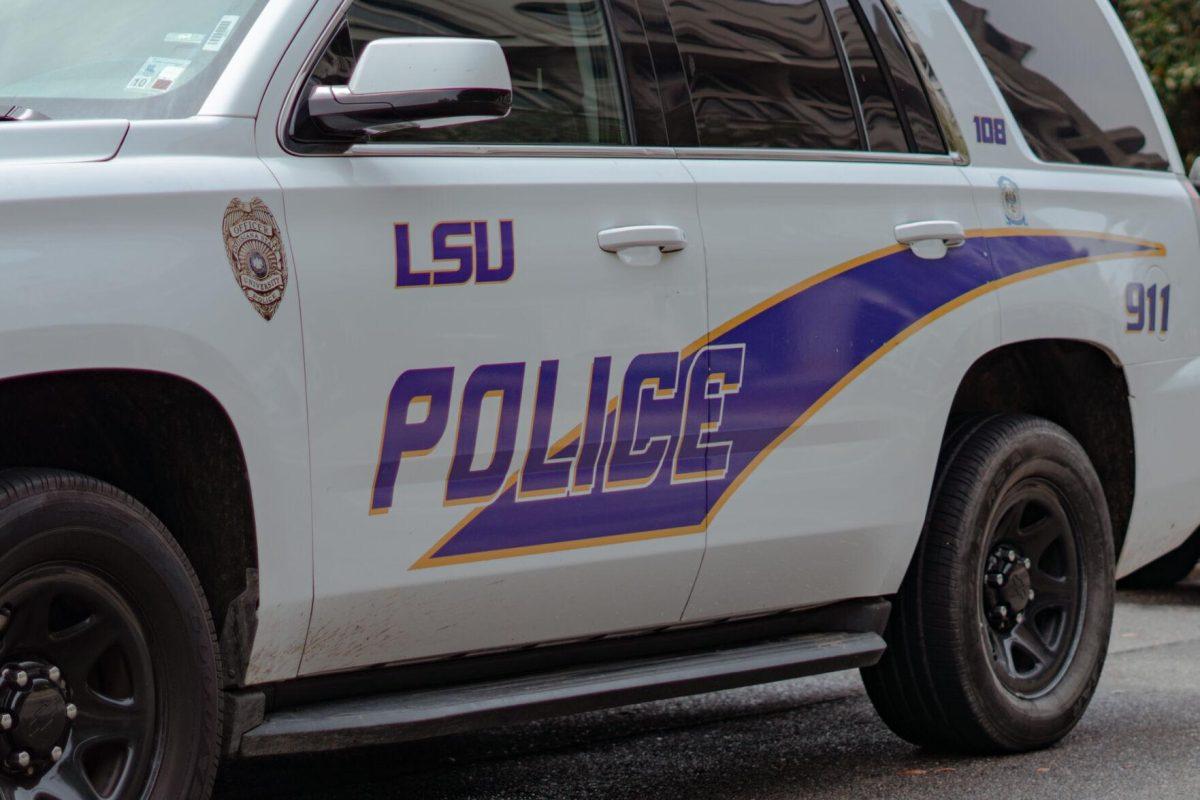 An LSUPD car sits parked on Tuesday, April 5, 2022, outside of the LSUPD building near Tiger Stadium on South Stadium Drive in Baton Rouge, La.