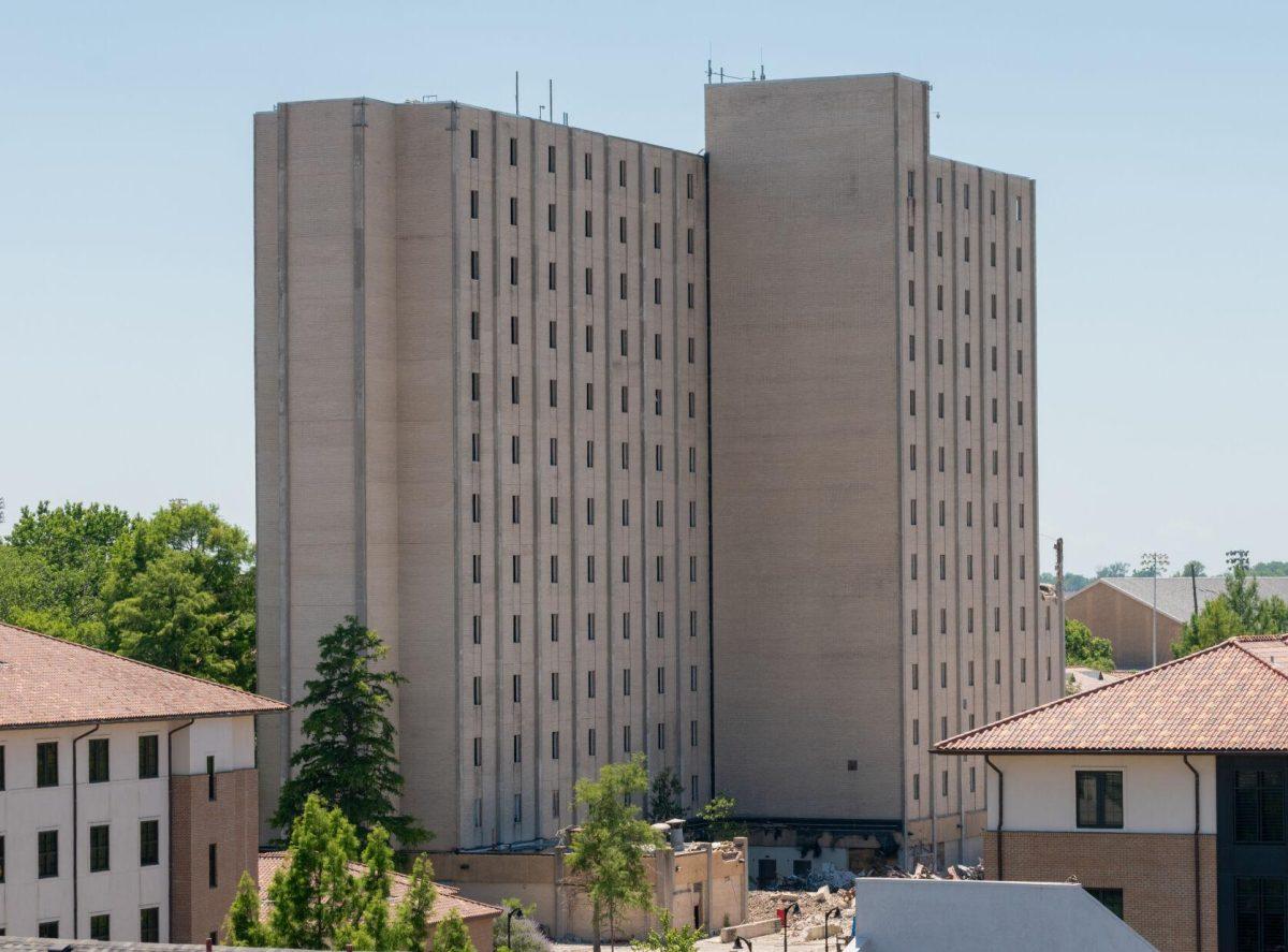 Kirby Smith Hall still stands mostly intact on Friday, May 27, 2022.