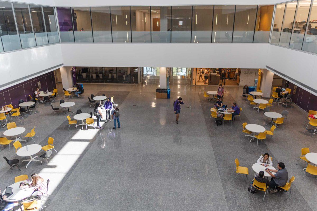 LSU students gather and study on Friday, April 29, 2022, in Patrick F. Taylor Hall on South Quad Drive in Baton Rouge, La.