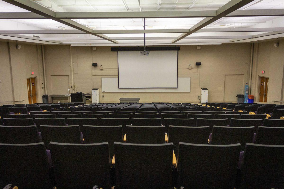 A empty classroom sits Wednesday, Feb. 9, 2022, in Coates Hall.