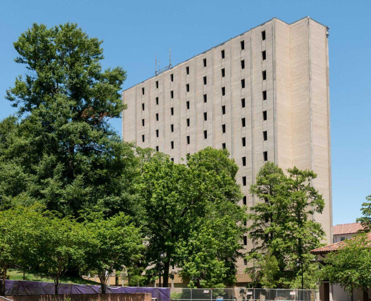 Kirby Smith Hall stands vacated for demolition on Thursday, May 26, 2022.