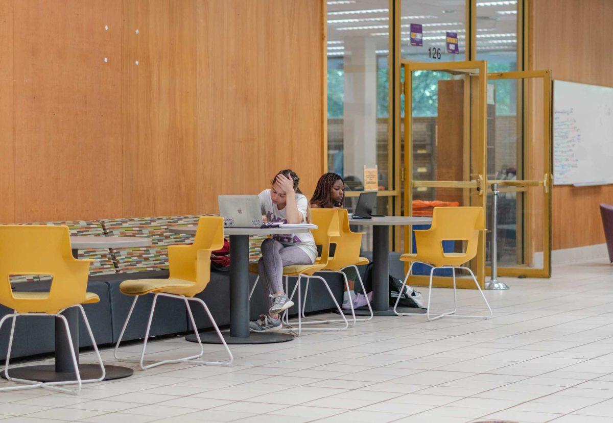 Students study on Wednesday, May 4, 2022, inside the LSU Library in Baton Rouge, La.