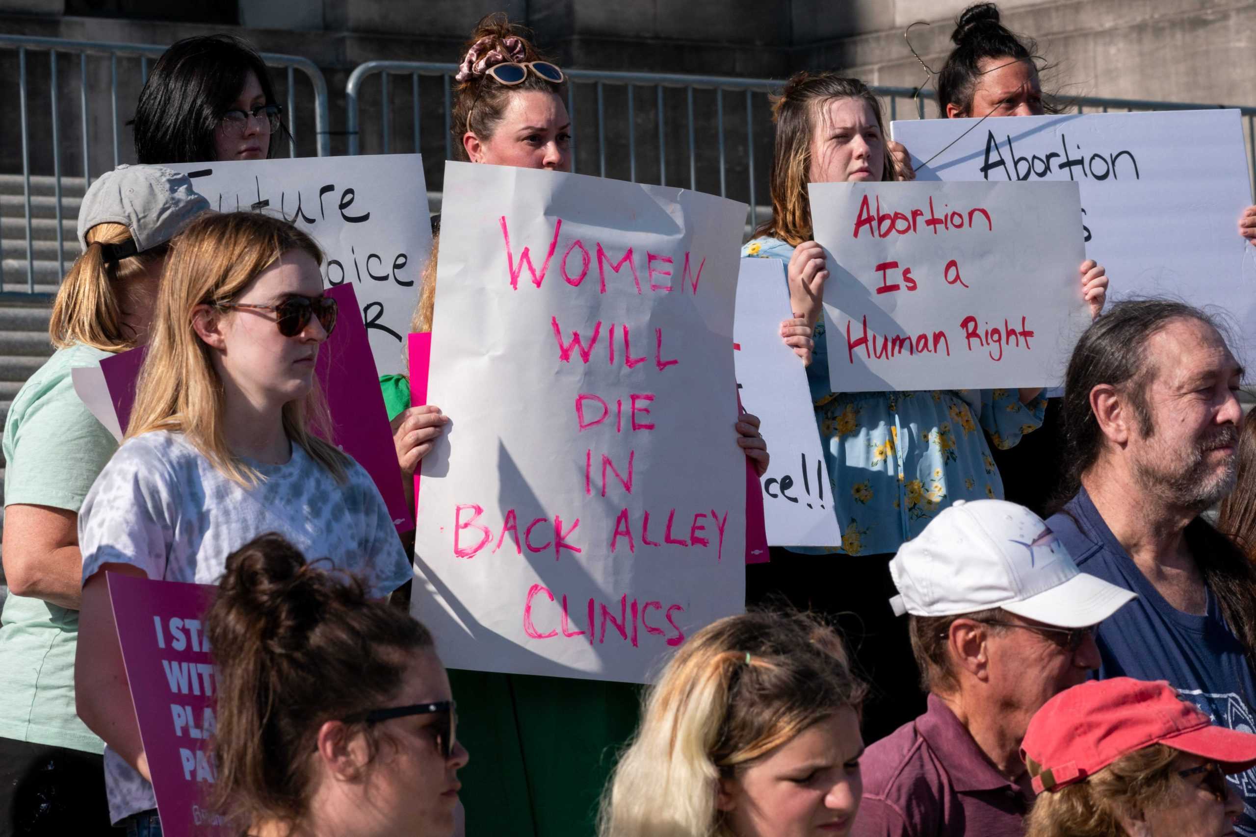 Abortion-rights advocates hold protest after leaked Supreme Court decision to overturn Roe v. Wade