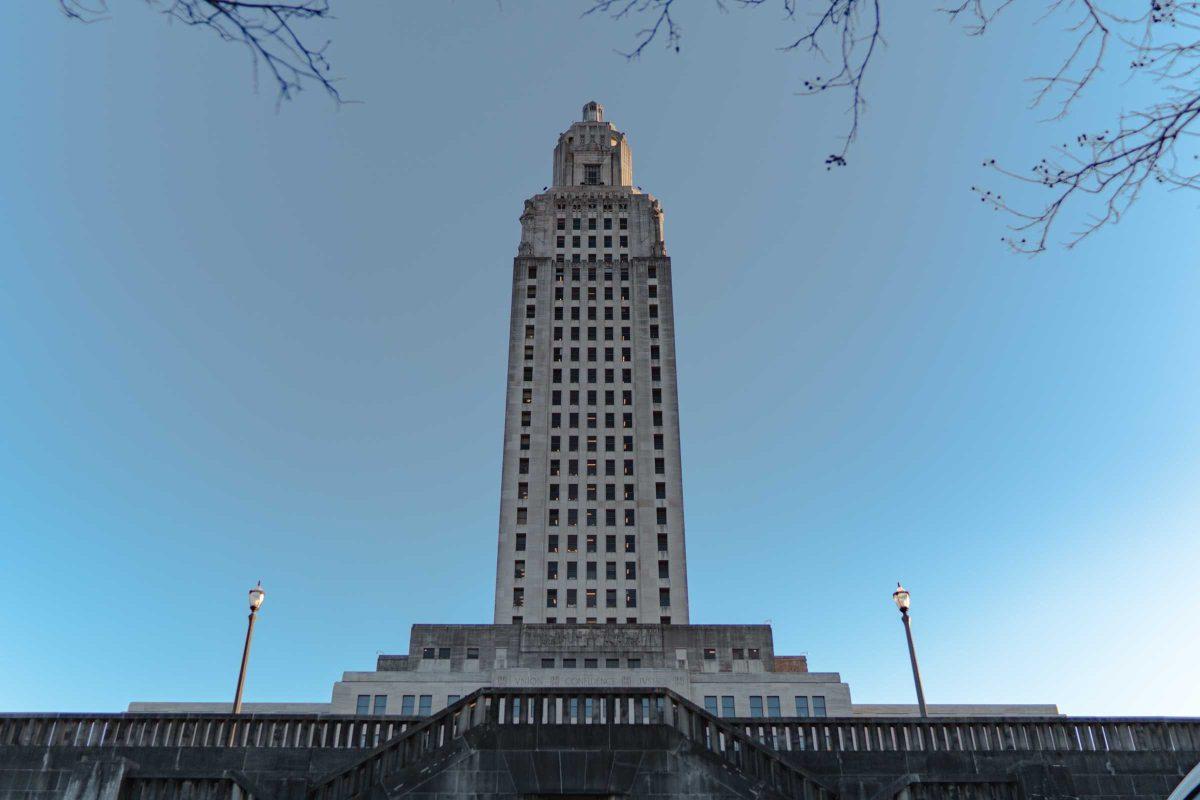 The Louisiana State Capitol rises into the sky on Sunday, Feb. 6, 2022, at 900 North Third Street in Baton Rouge, La.