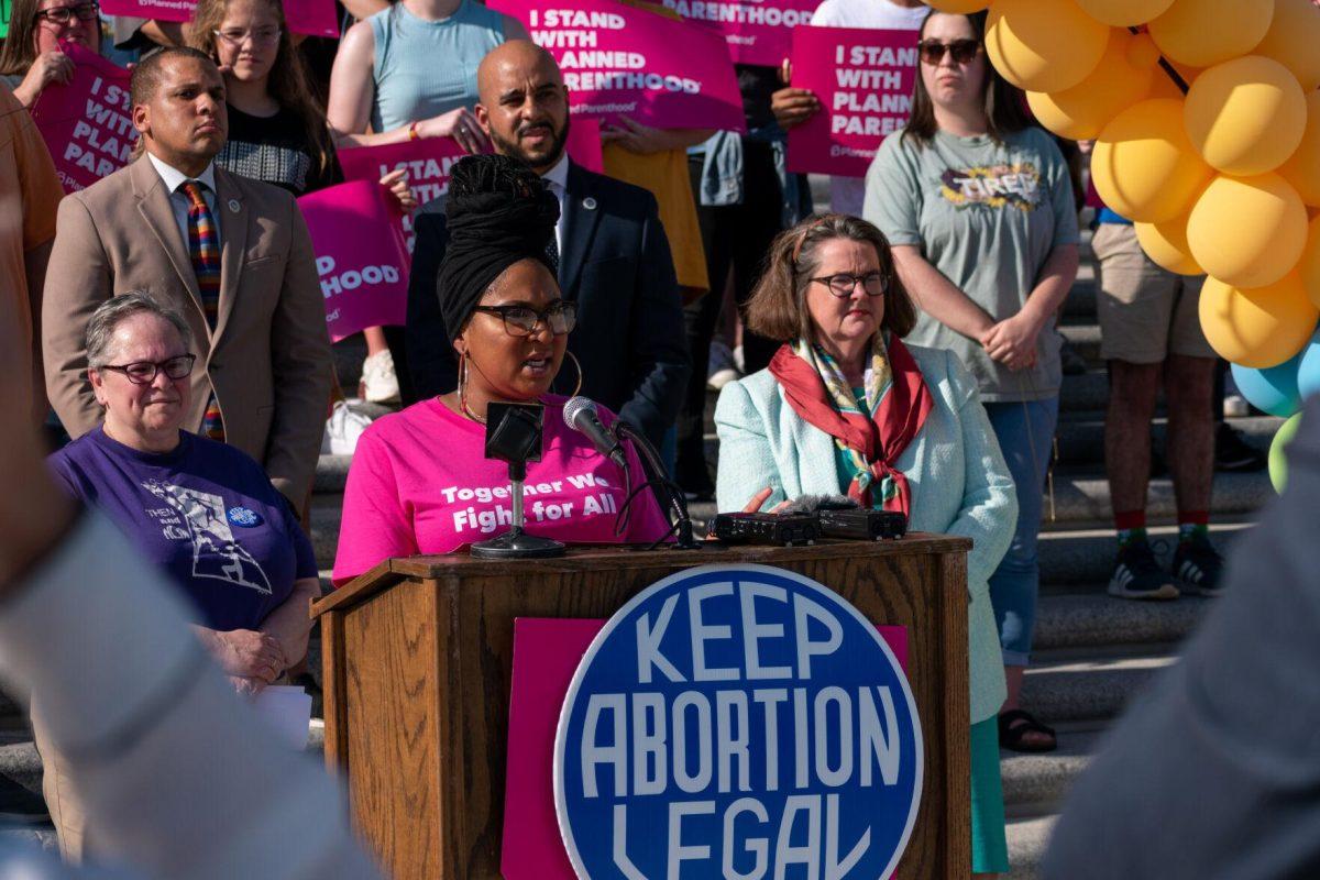 Jeramisha Warner, community organizer for Planned Parenthood Gulf Coast, addressed residents attending the rally, May 3rd.