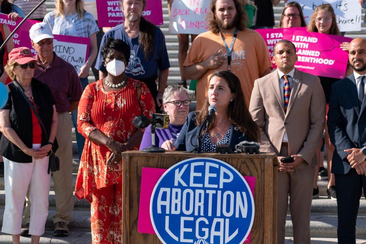 Rep. Mandie Landry spoke at the rally, May 3rd.