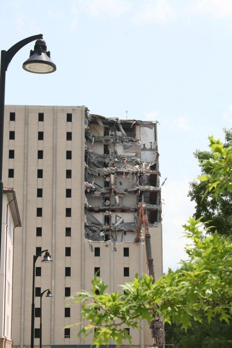 Kirby Smith's demolition progress, as can be seen from Aster St. on Friday, may 20, 2022.