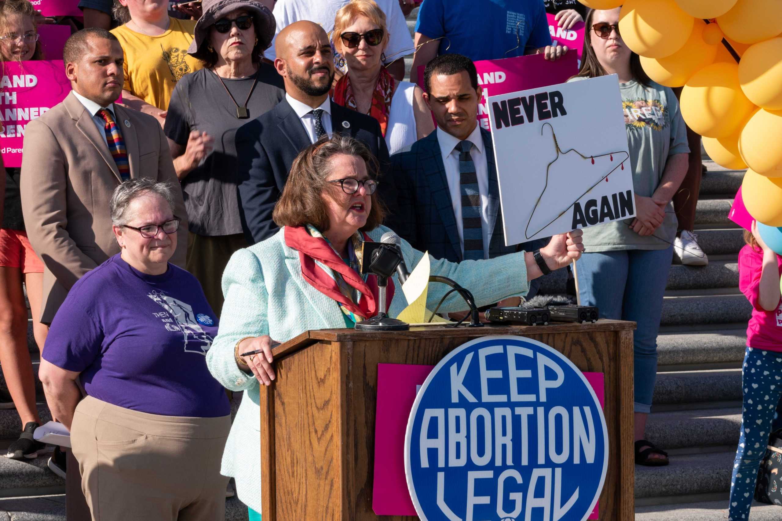 Abortion-rights advocates hold protest after leaked Supreme Court decision to overturn Roe v. Wade