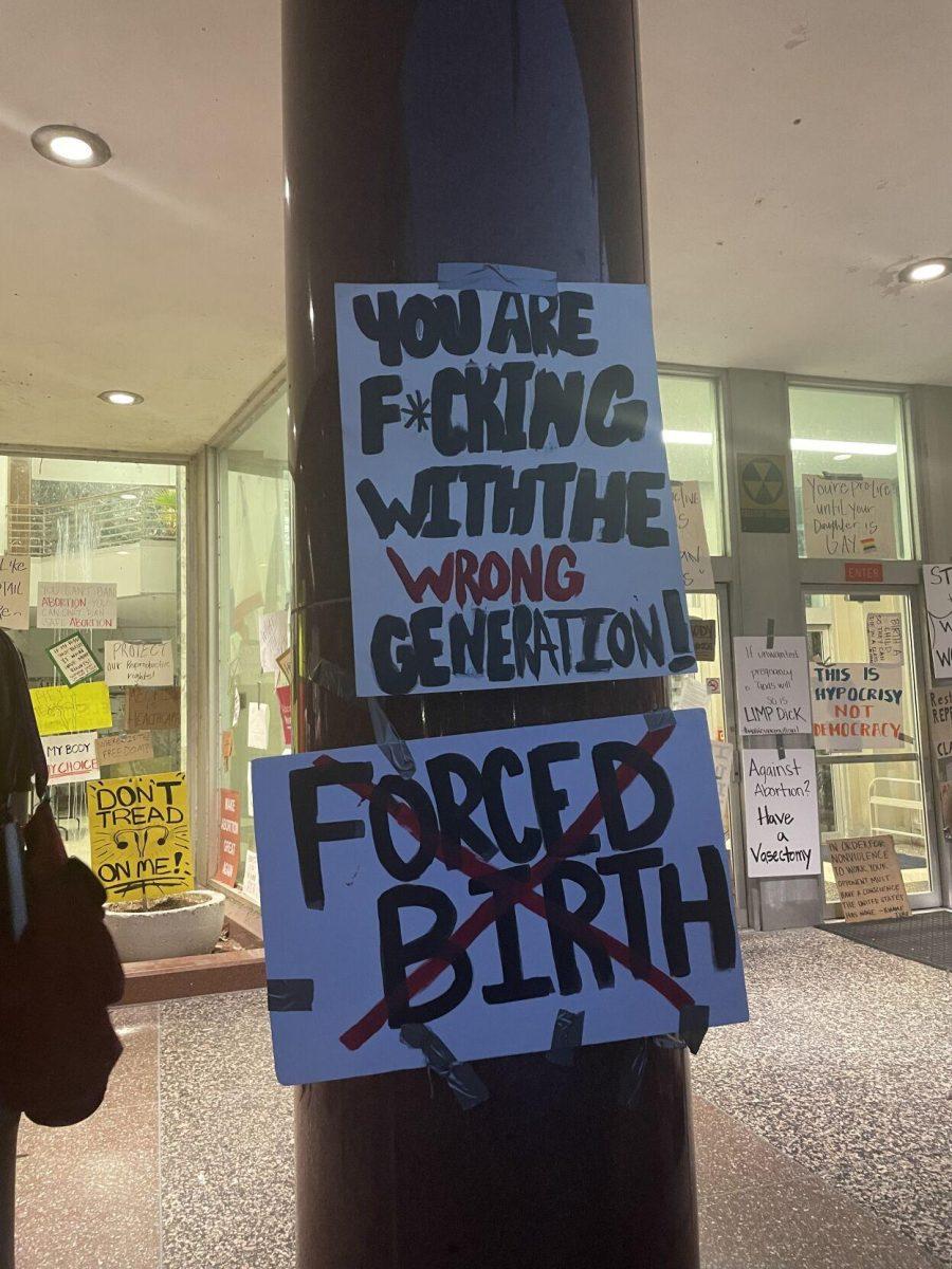 Protestors left their signs at New Orleans City Hall after rallying in protest of the overturning&#160;the overturning of Roe v. Wade, which caused Louisiana's trigger laws to go into effect, immediately banning most abortions in Louisiana&#160;