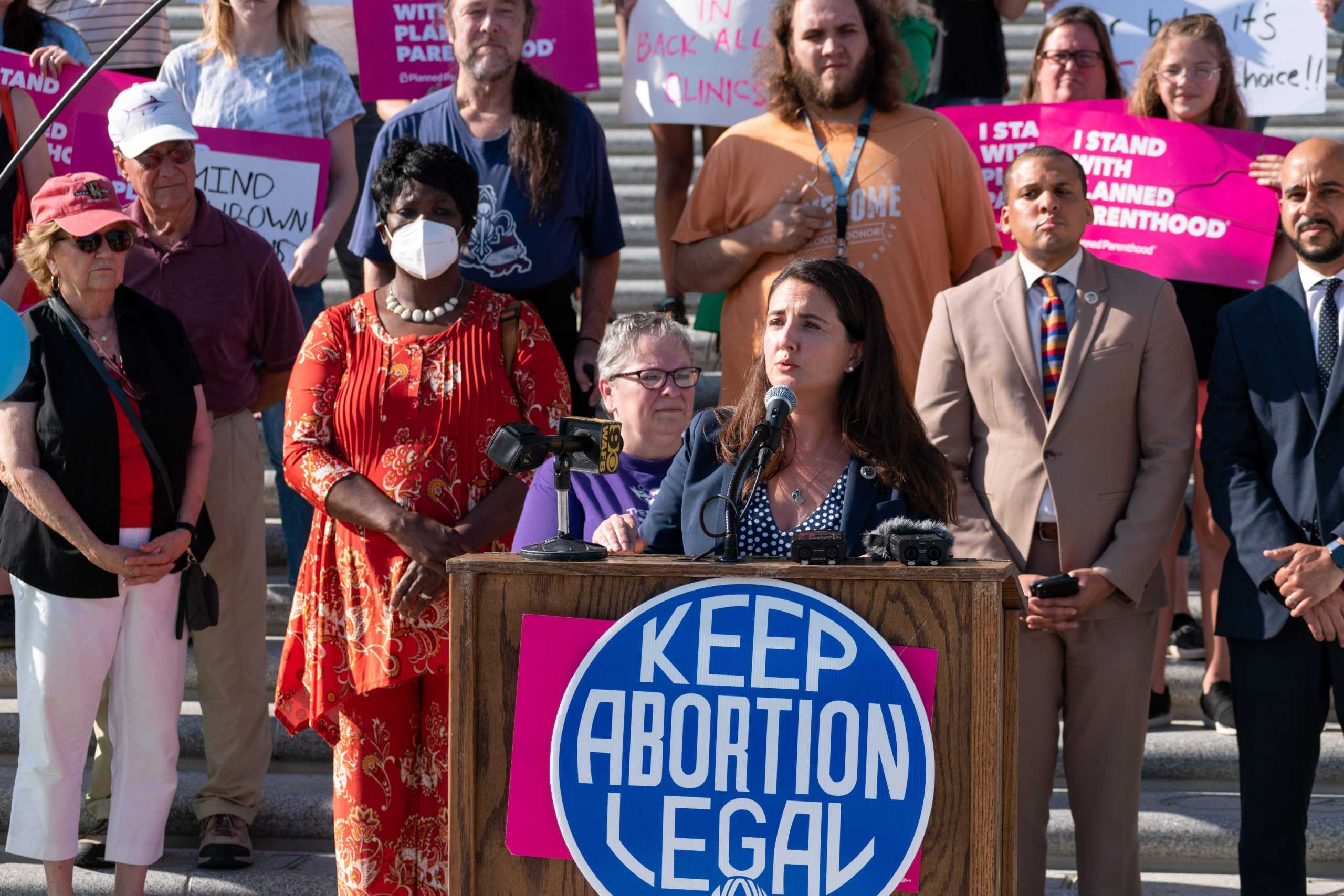 Abortion-rights advocates hold protest after leaked Supreme Court decision to overturn Roe v. Wade