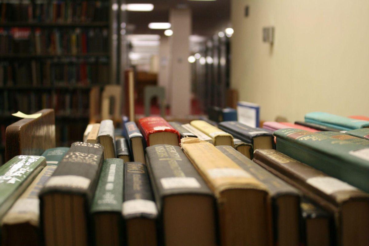 Books sit on sorting carts of the LSU Library's third floor on May 21, 2022.