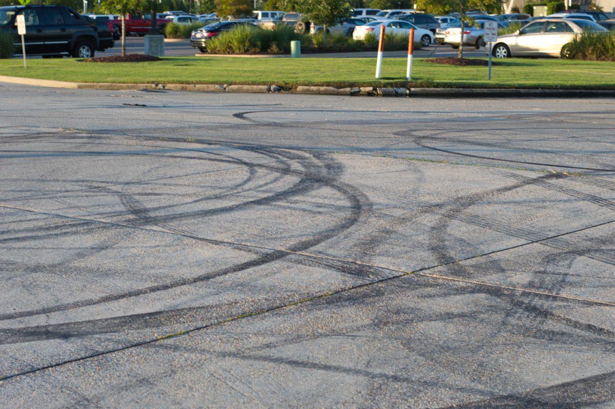 Burnout marks at Top Golf near Siegen Lane, Baton Rouge.&#160;