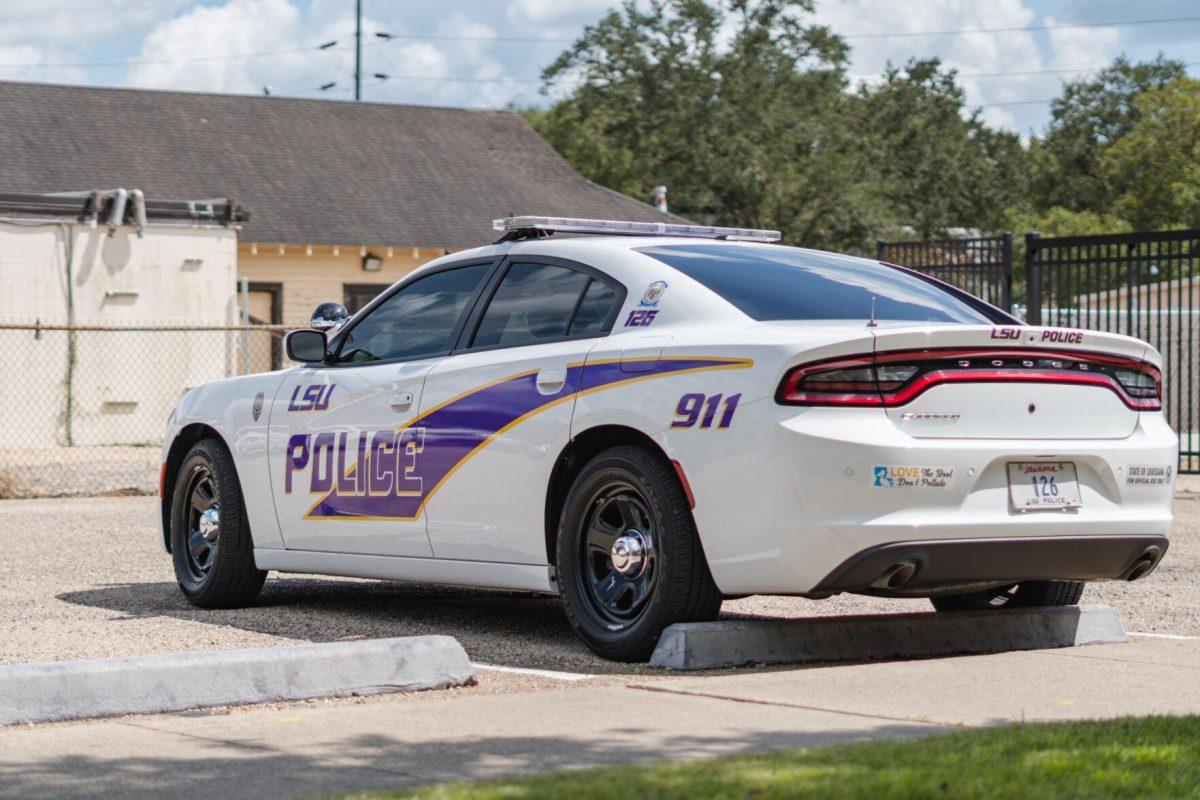 An LSU Police car sits parked on Wednesday, Aug. 31, 2022, outside of the LSU Police Station on South Stadium Drive in Baton Rouge, La.