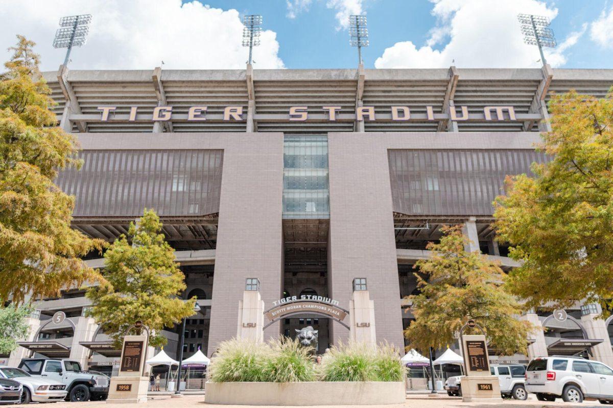 Tiger Stadium towers over its surroundings on Saturday, Aug. 27, 2022, on West Stadium Road in Baton Rouge, La.