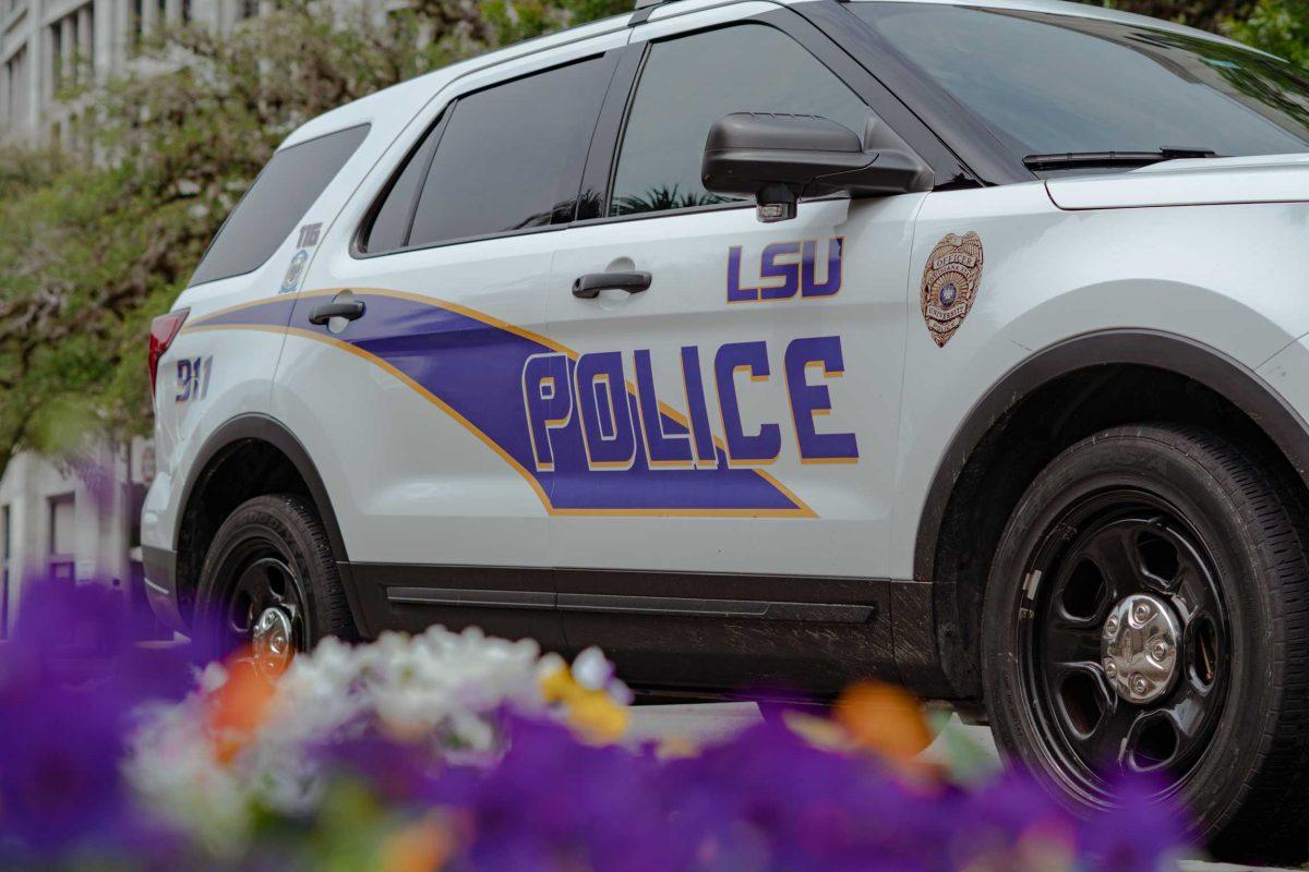 An LSUPD car sits parked on Tuesday, April 5, 2022, outside of the LSUPD building near Tiger Stadium on South Stadium Drive in Baton Rouge, La.