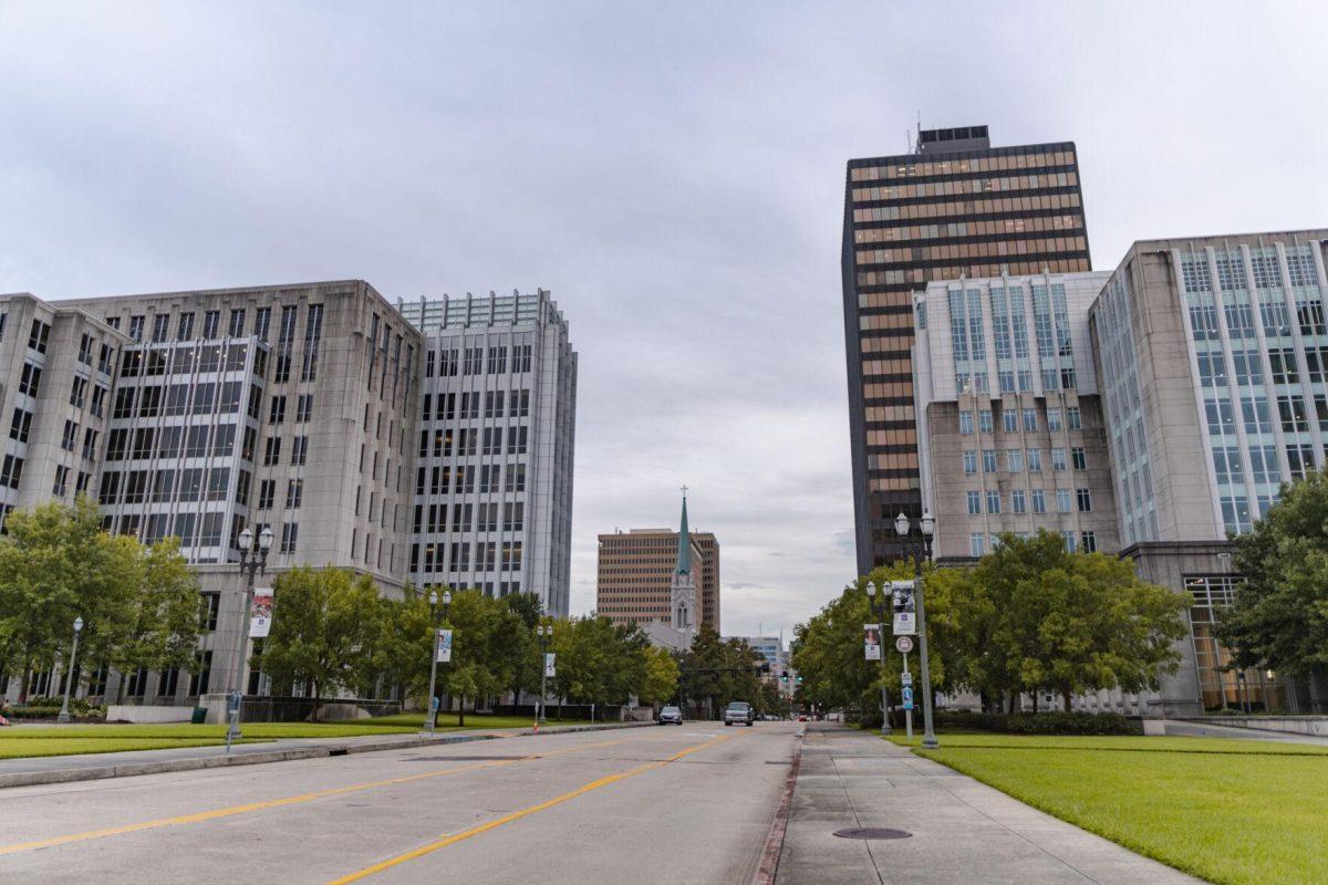 Buildings reach for the sky on Monday, Aug. 22, 2022, on North 3rd Street in downtown Baton Rouge, La.