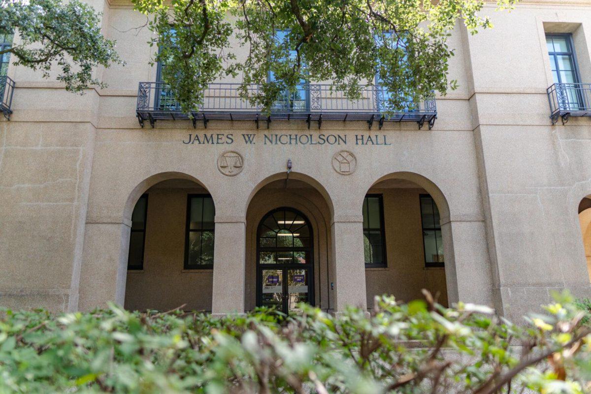 Three archways lead into Nicholson Hall on Sunday, Aug. 28, 2022, from the Quad on LSU&#8217;s campus in Baton Rouge, La.