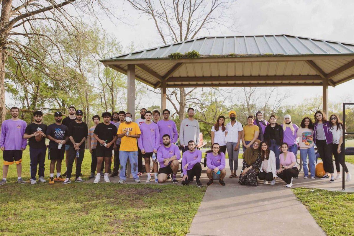 LSU Muslim Student Association members taking a group photo during its social event.&#160;