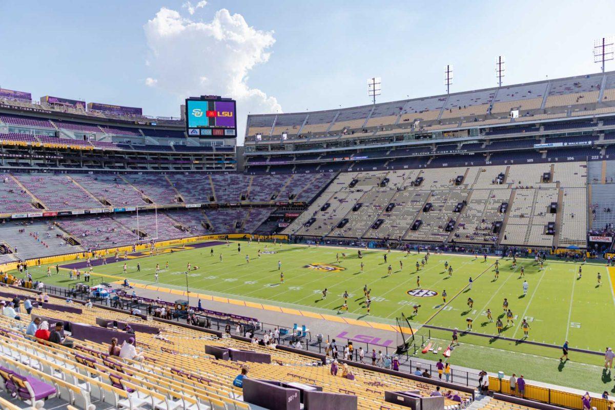 LSU and Southern fans begin to find their seats on Saturday, Sept. 10, 2022, before LSU&#8217;s 65-17 win over Southern at Tiger Stadium in Baton Rouge, La.