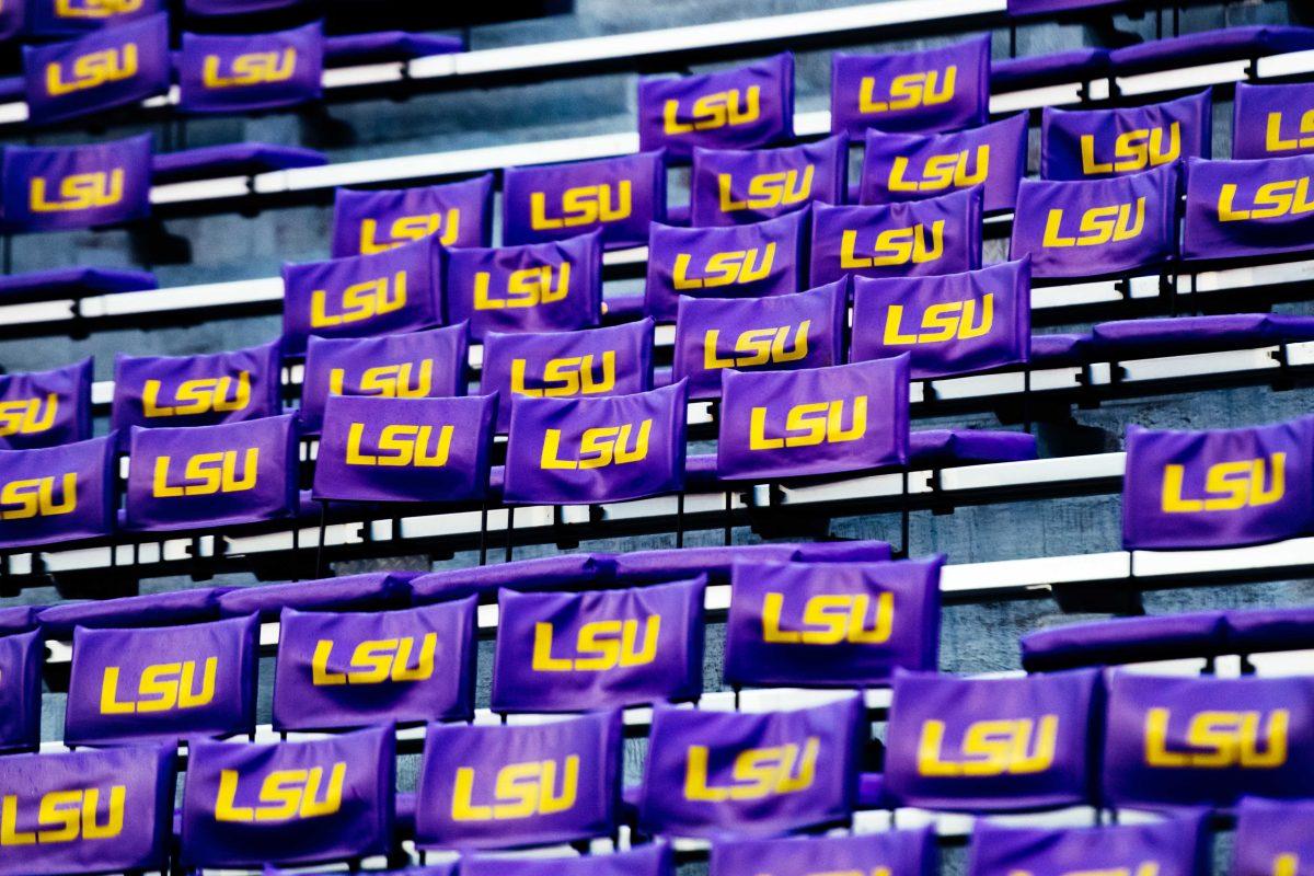 Empty LSU football bleachers sit Saturday, Nov. 27, 2021, before LSU's 27-24 win against Texas A&amp;M at Tiger Stadium in Baton Rouge, La.