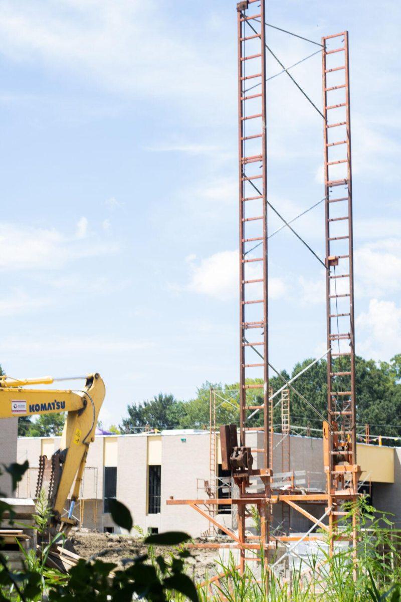 Scaffolding stands tall Thursday, Sept. 01, 2022, outside the New McKinley School by Edward Gay Apartments on LSU's campus.
