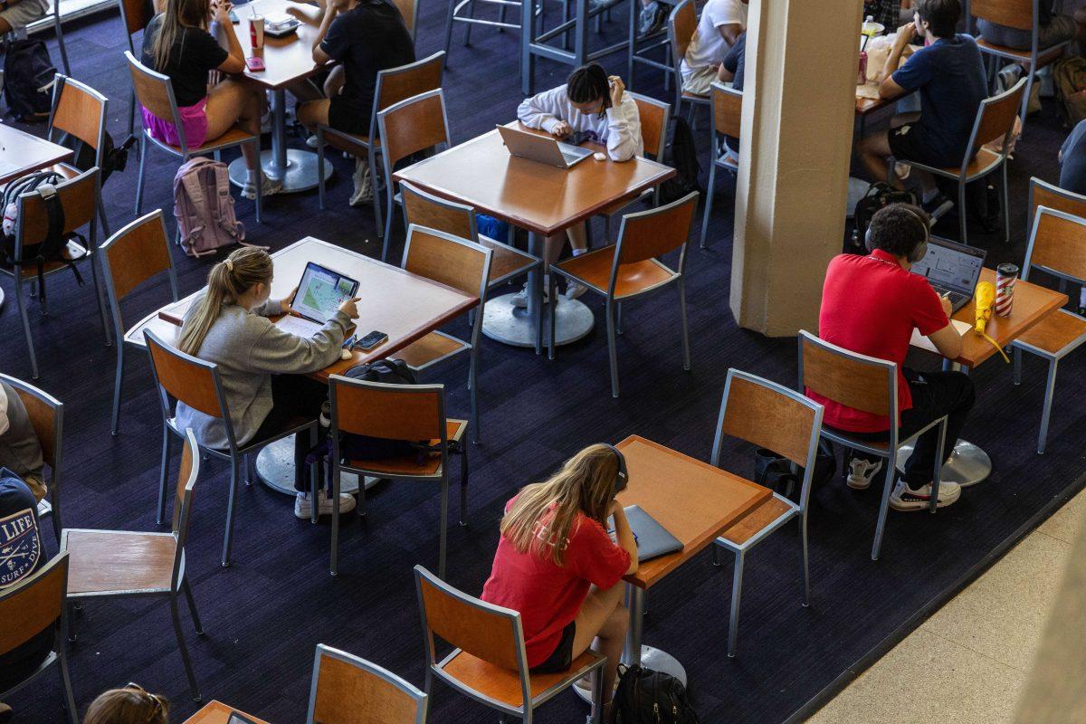 Students sit and do work Monday, Sept. 12, 2022, in the LSU Student Union.