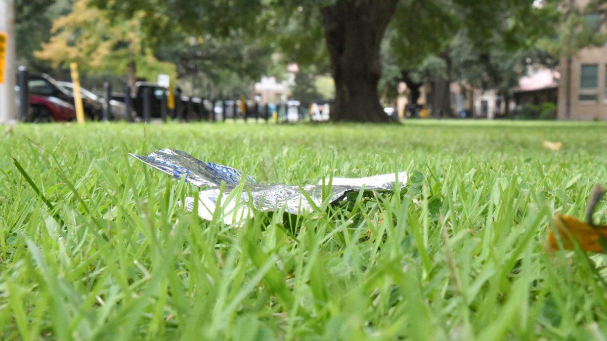 Trash lies around on the campus of LSU on Friday, Sep. 9, 2022, at LSU, Baton Rouge, La.