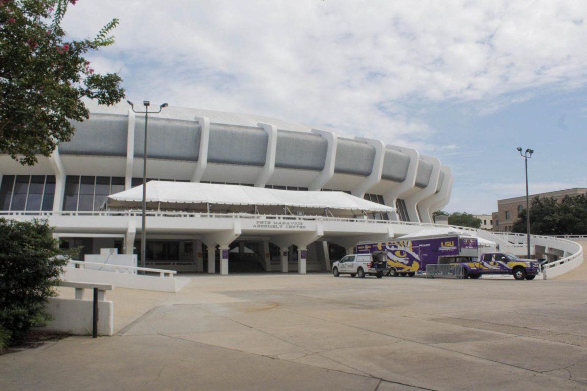 The Pete Maravich Assembly Center sits under the clouds on Thursday, Sept. 8, 2022, on N. Stadium Drive in Baton Rouge, La.