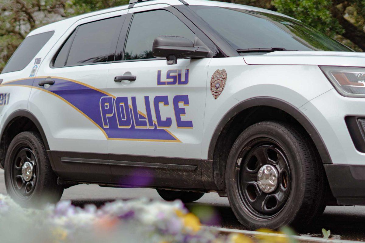 An LSUPD car sits parked on Tuesday, April 5, 2022, outside of the LSUPD building near Tiger Stadium on South Stadium Drive in Baton Rouge, La.