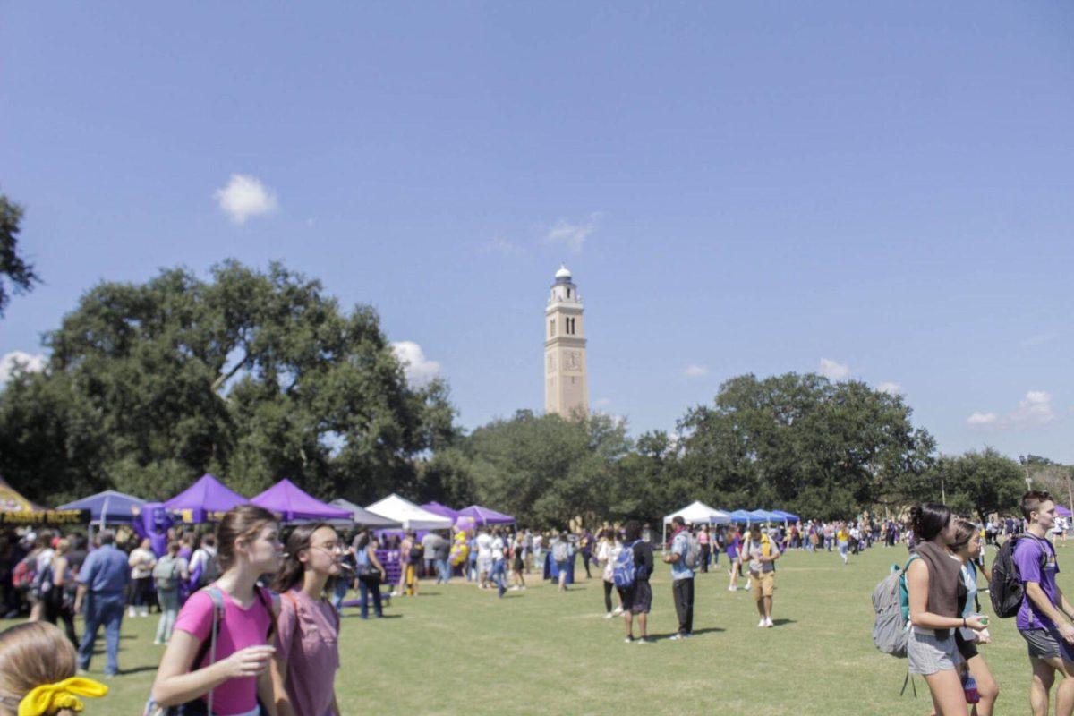 Memorial Tower overlooks Fall Fest on Friday, Sept. 16, 2022, on the LSU Parade Ground.