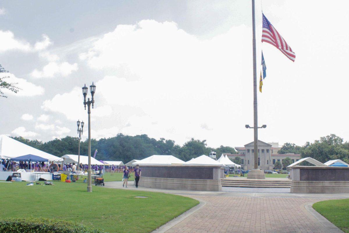 Tailgating fraternities and students fill the Parade Ground for Game Day on Friday, Sept. 10, 2022, on LSU campus in Baton Rouge, La.