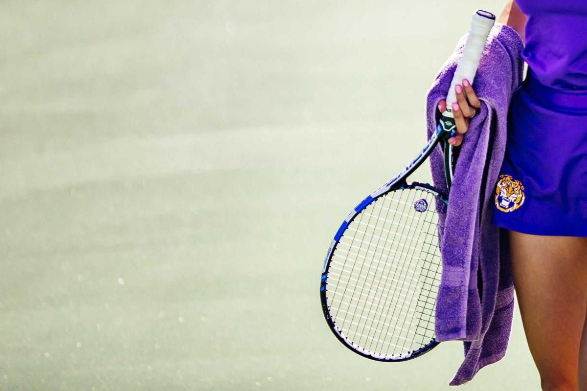 LSU women's tennis senior Taylor Bridges wins her singles match Sunday, Jan. 31, 2021 during LSU's 4-0 win over Rice at the LSU Tennis Complex on Gourrier Avenue in Baton Rouge, La.