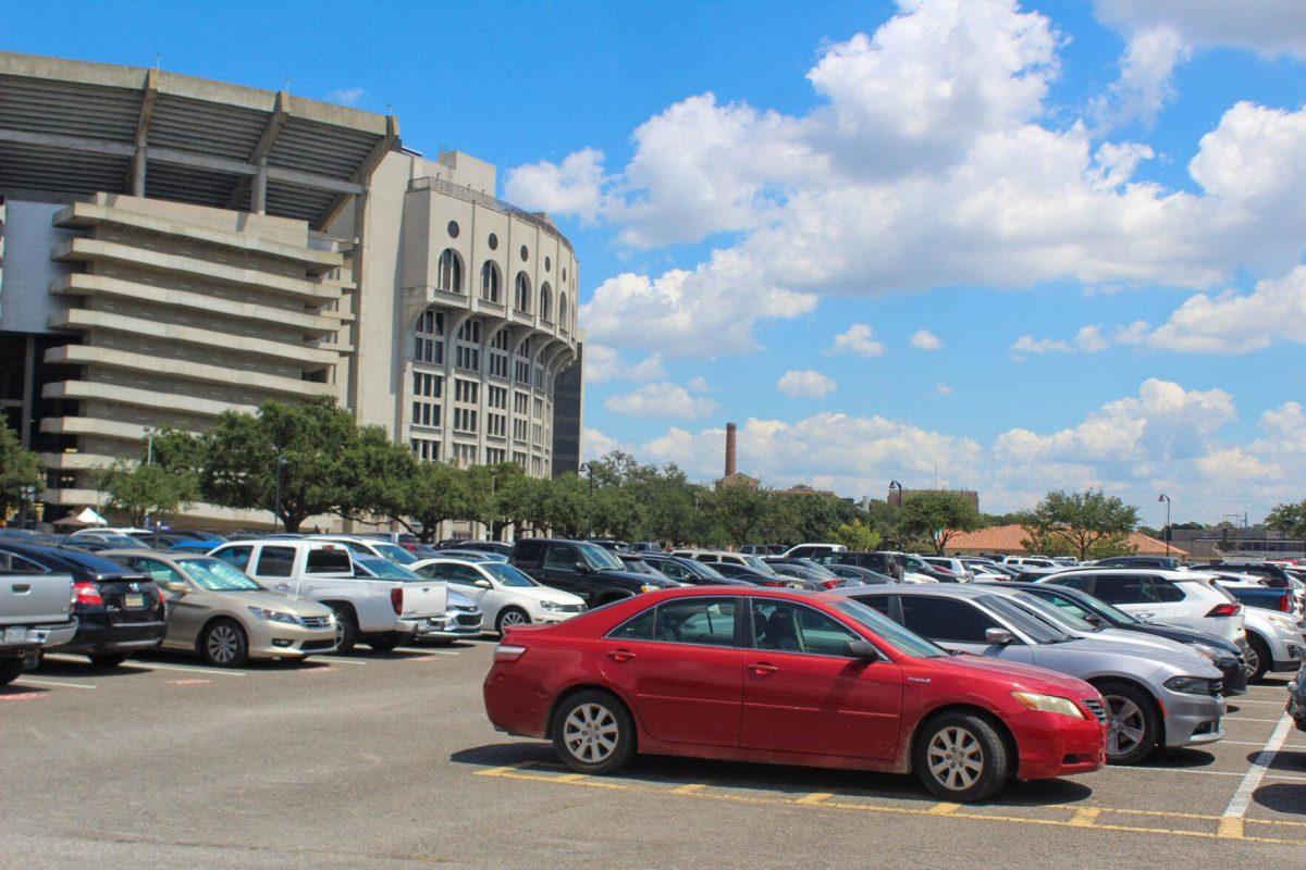 Rows and rows of parking filled by commuter students on Friday, Aug. 2nd, 2022, on South Stadium Dr. in Baton Rouge, La.