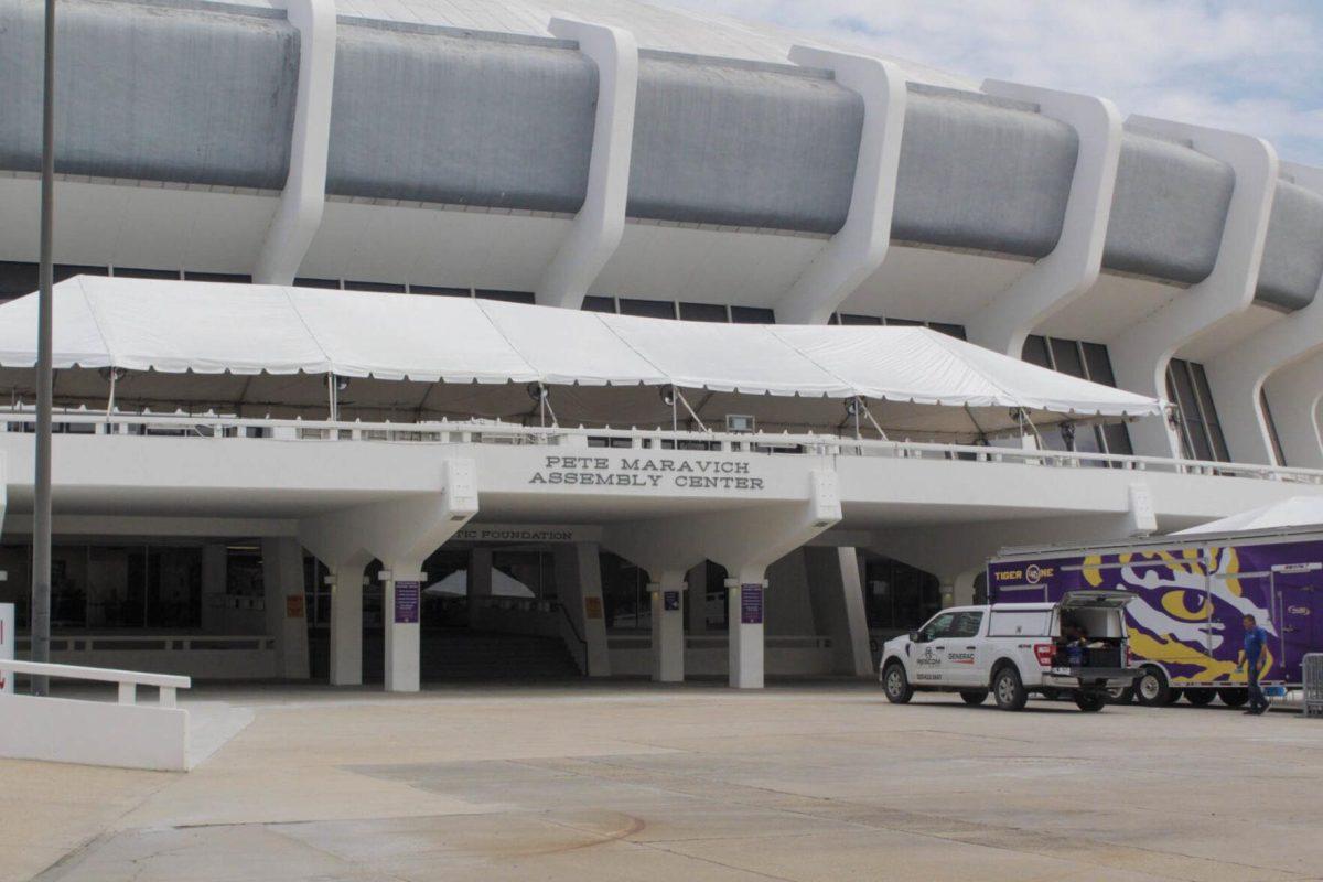 The PMAC preps for game day on Thursday, Sept. 8, 2022, on N. Stadium Drive, in Baton Rouge, La.