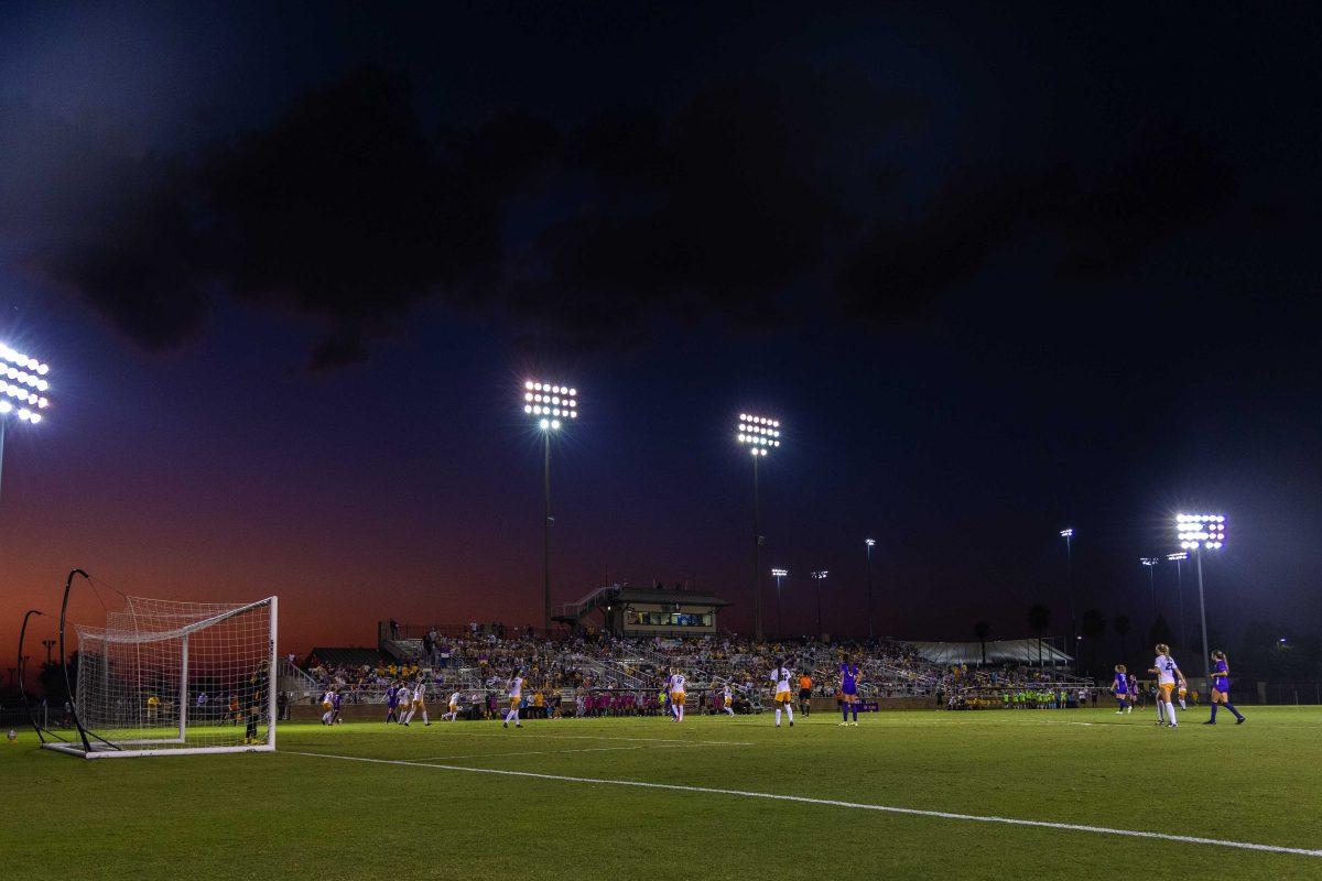 The LSU Soccer Stadium is bathed in light Thursday, Sept. 22, 2022, during LSU's 2-1 win against University of Missouri at LSU's Soccer Stadium off Nicholson Drive.