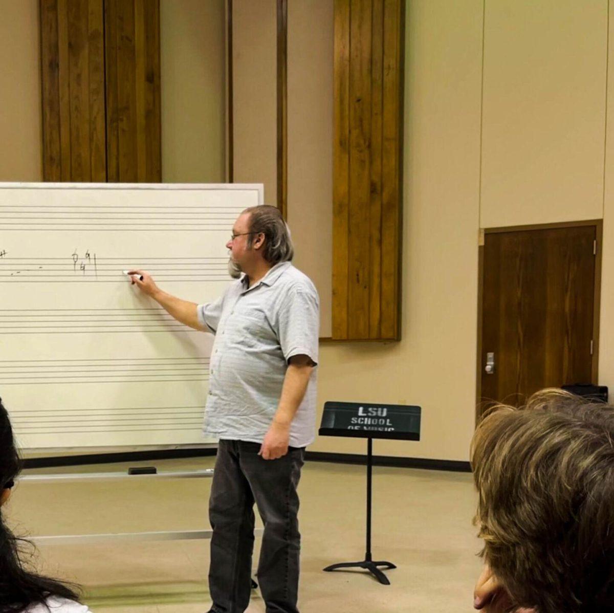 Dr. John Bishop teaches Music Theory on Monday, Sept. 12, 2022, at the LSU School of Music on Infirmary Road in Baton Rouge, La.