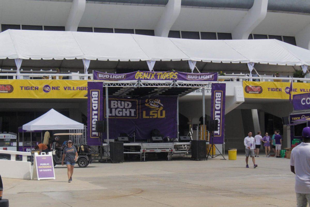 The stage right outside of the PMAC sits awaiting LSU fans to enjoy on Saturday, Sept. 10, 2022, on N. Stadium Drive, in Baton Rouge, La.