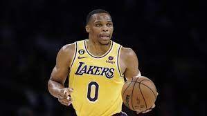 Lakers guard Russell Westbrook dribbles the ball up court during a game Wednesday against the Timberwolves.