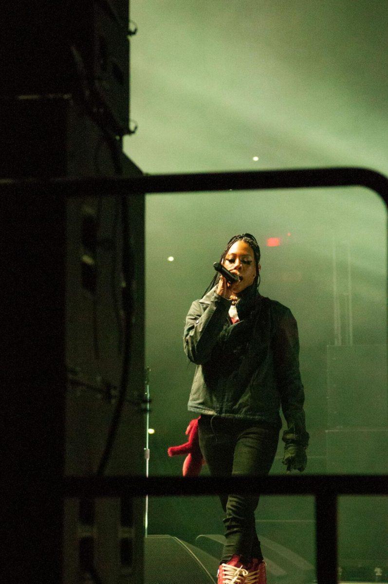 American rapper Rico Nasty walks towards the left side of the stage on Wednesday, Oct. 19, 2022, at LSU's homecoming concert at the PMAC on North Stadium Drive in Baton Rouge, La.