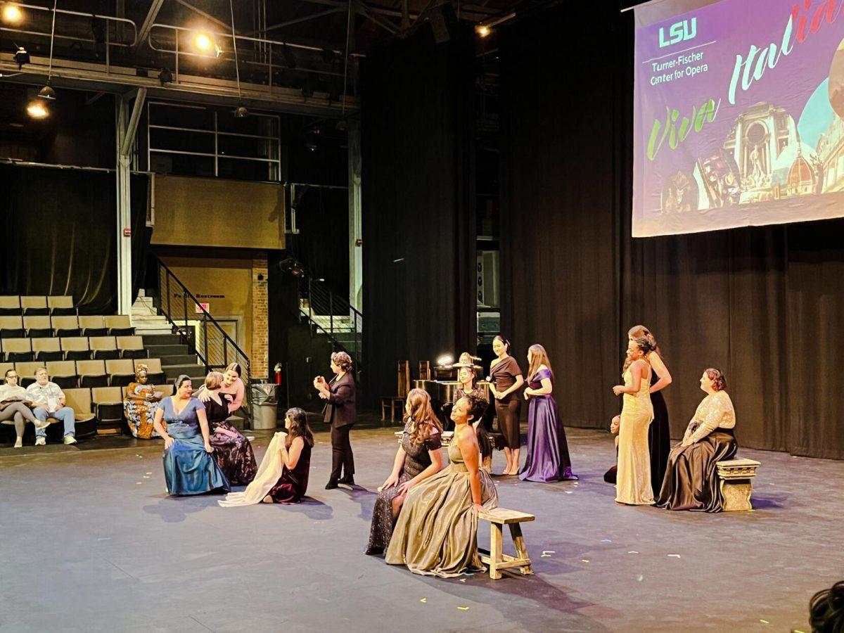 The cast of the LSU Opera performance "Viva Italia!" rehearses during the fall of 2022.