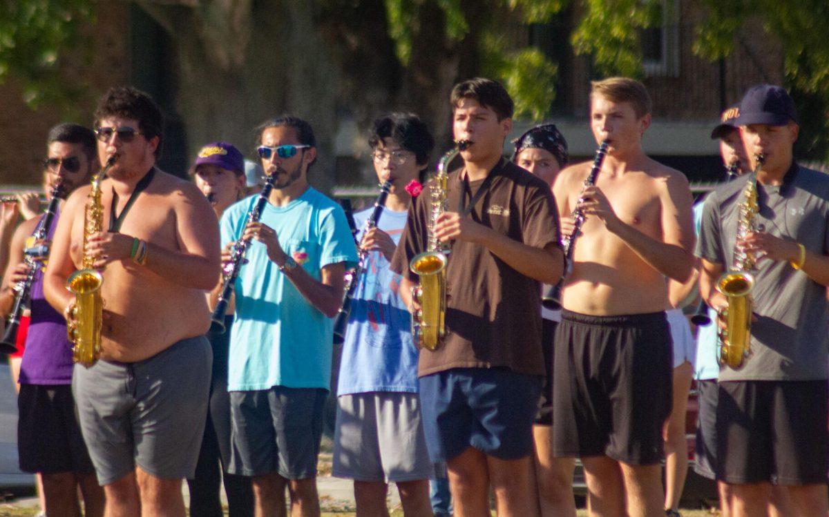 LSU Tiger Marching Band saxophone and clarinet players practice on Thursday, Oct. 6, 2022, at the LSU Band Hall on Aster Street in Baton Rouge, La.