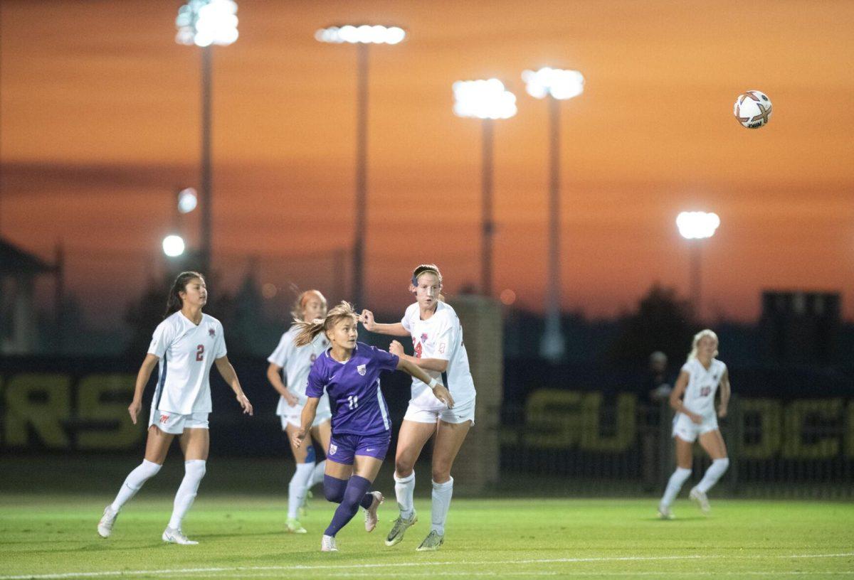 LSU soccer freshman forward Angelina Thoreson (11) looks to receive the ball on Thursday, Oct. 27, 2022, during LSU&#8217;s 4-1 victory against Ole Miss at LSU&#8217;s Soccer Stadium off of Nicholson Drive.