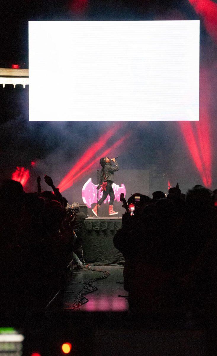 American rapper Rico Nasty dances across the stage on Wednesday, Oct. 19, 2022, at LSU's homecoming concert at the PMAC on North Stadium Drive in Baton Rouge, La.