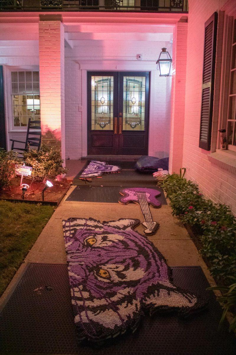 Pomped boards lay on the ground outside of the Zeta sorority house awaiting to be put on display on Wednesday, Oct. 19, 2022, on West Lakeshore Drive on LSU's campus.