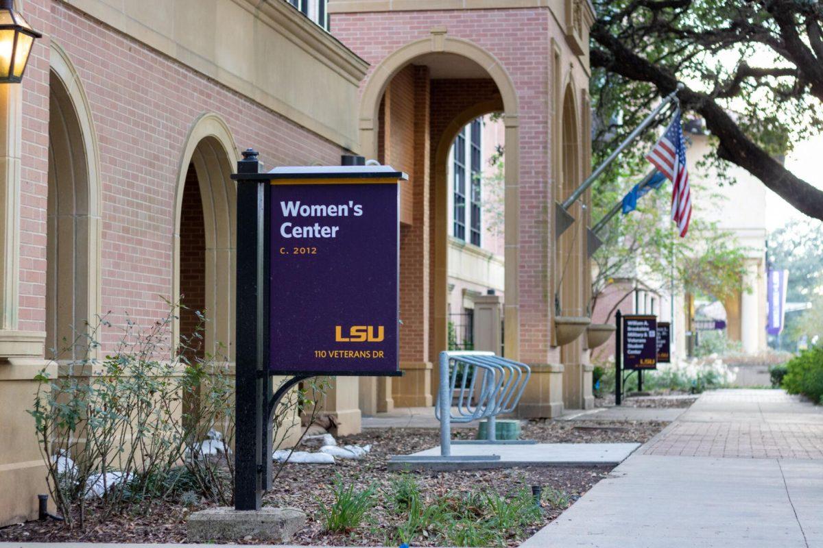 A flag waves in the wind next to the entrance of the Women's Center on Tuesday, Oct. 11, 2022, on LSU's Campus.